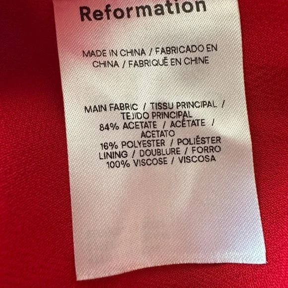 NWT Reformation Maves Mini Dress Cherry | Red Satin Off The Shoulder XS - Picture 6 of 6